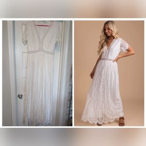 EUC Unbranded BohemiaBoutique Dress Medium White Embroidered Wedding Baby Shower
